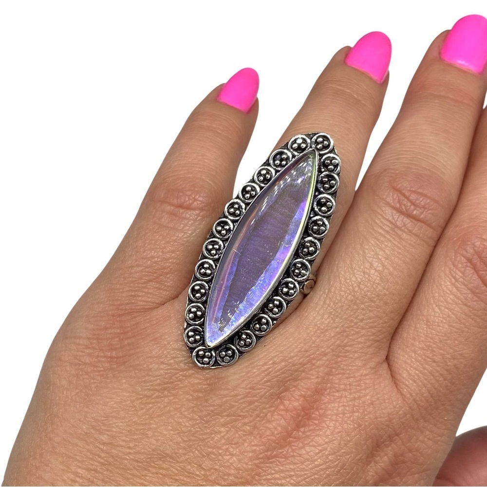Elegant Silver and Purple Statement Ring